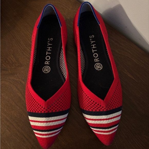 Rothy’s the Point Flat Cherry Red Stripe Retired Size 8.5 - Picture 2 of 6